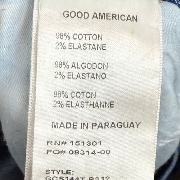 Good American Jeans Women 10/30 Blue Denim Curve Straight Leg Distressed GCS144T - Picture 7 of 9